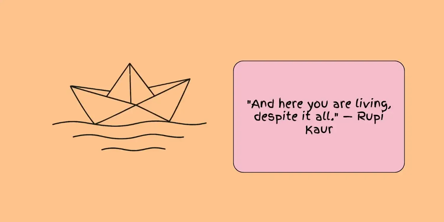 ORAGAMI BOAT FLOARING RUPI KAUR QUOTE